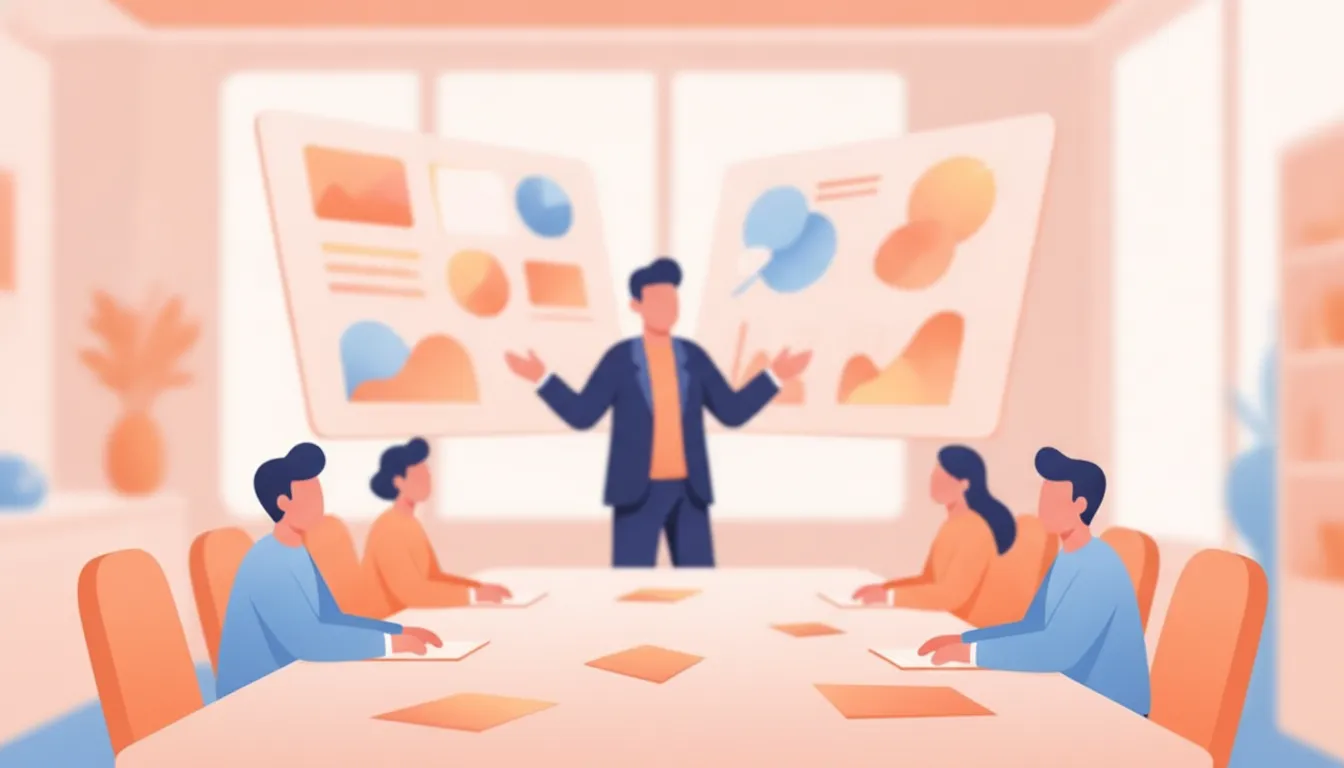 B2B marketing leader presenting survey insights to industry analysts