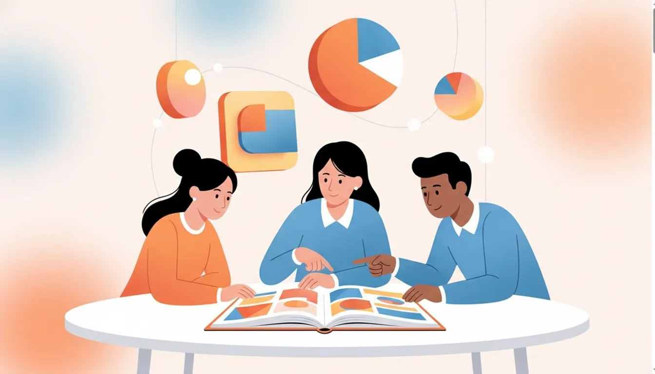 B2B marketing leaders reviewing colorful research insights